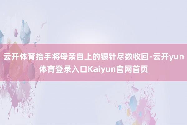 云开体育抬手将母亲自上的银针尽数收回-云开yun体育登录入口Kaiyun官网首页