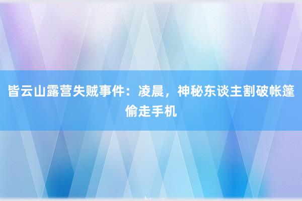 皆云山露营失贼事件：凌晨，神秘东谈主割破帐篷偷走手机