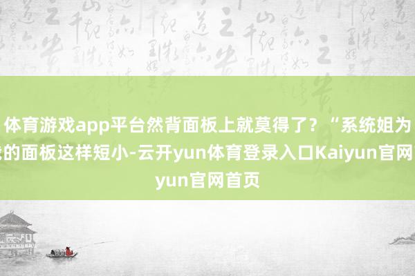 体育游戏app平台然背面板上就莫得了？“系统姐为毛我的面板这样短小-云开yun体育登录入口Kaiyun官网首页